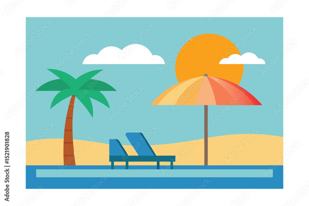 Obraz premium summer beach vector illustration