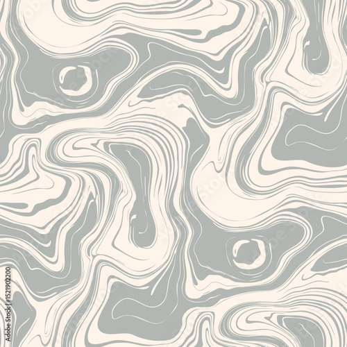 Vector seamless pattern with fluid organic shapes, liquid lines. Allover abstract ink stain texture, marble surface. Funky groovy background with waves, acrylic paint, watercolor. Trendy subtle design