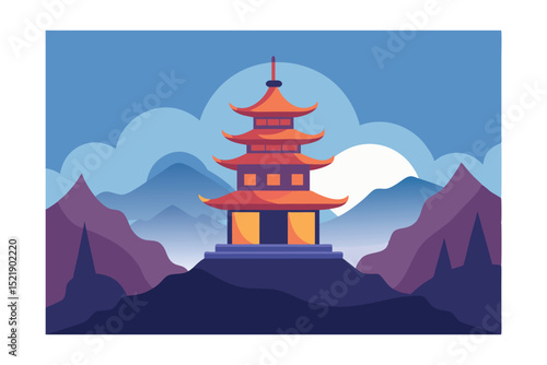 vector illustration of pagoda