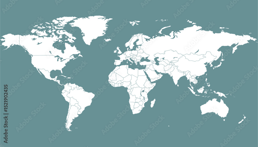 Fototapeta premium World map. Grey modern vector map. Silhouette map. 