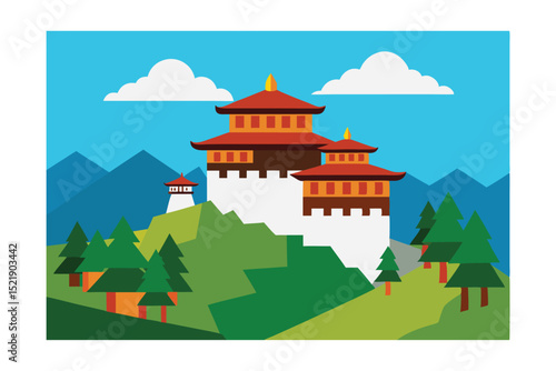 vector illustration of fortress monastery