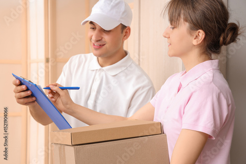 Delivery man giving parcels...