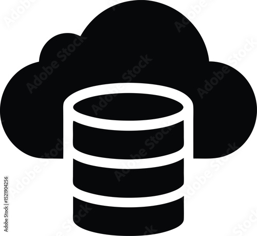flat icon of database with cloud overlay