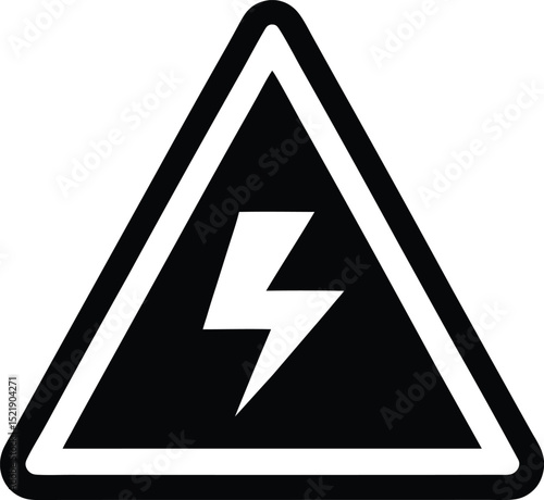 high voltage caution icon thick triangle outline