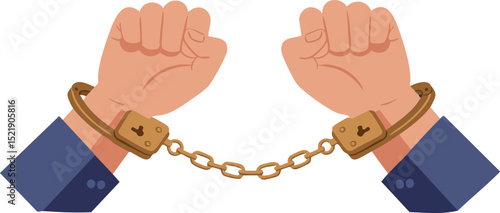 Hands in handcuffs breaking free symbolizing freedom and justice concept vector illustration 