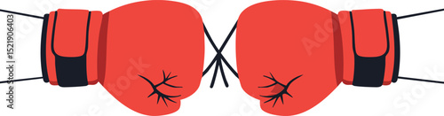 Red Boxing Gloves Facing Each Other Vector Illustration for Combat Sports Training 