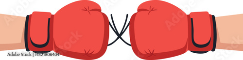 Boxing Gloves Red Fist Bump Vector Illustration for Sport and Fitness Equipment 