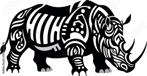 Wallpaper Mural Ornamental stylized rhinoceros vector with tribal patterns and decorative elements  Torontodigital.ca