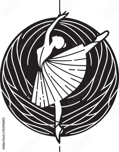 Ballet ballerina in black on white background. Vector illustration..eps