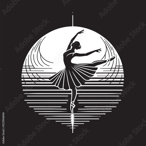 Ballet ballerina in the moonlight. Vector illustration..eps