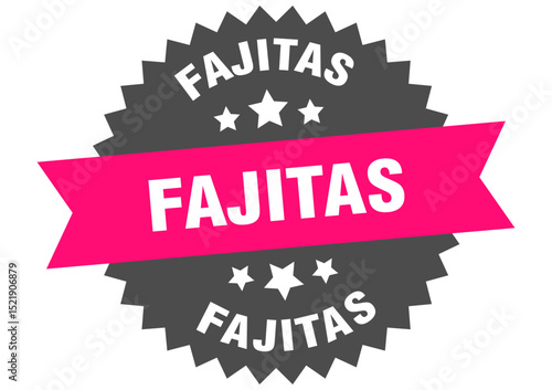 fajitas. fajitas round pink label isolated on transparent background
