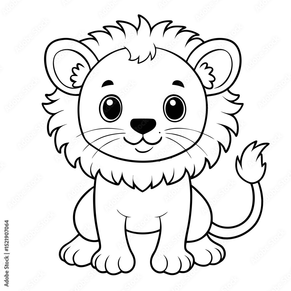 Obraz premium Cute Baby Lion Vector – Jungle Safari Animal Illustration for Kids and Crafters