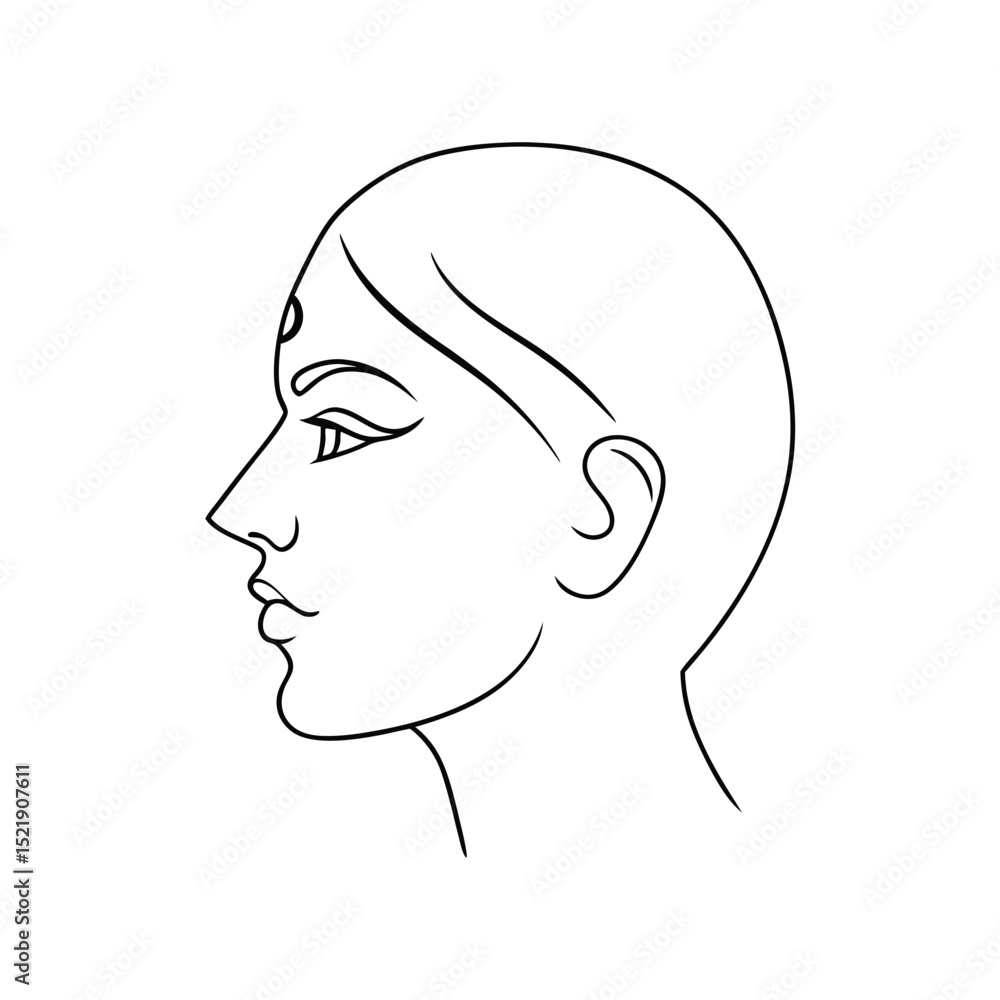 Woman's profile one-line drawing minimalist art Woman's profile one-line drawing minimalist art