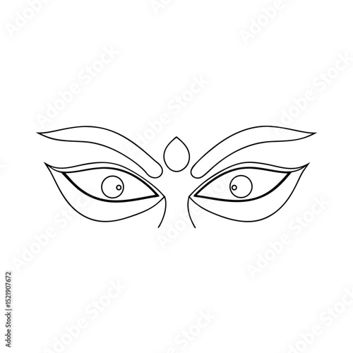 Goddess durga eyes one line drawing hindu art indian culture