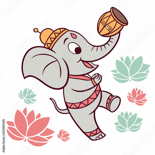 Dancing Elephant Ganesha Indian Festival