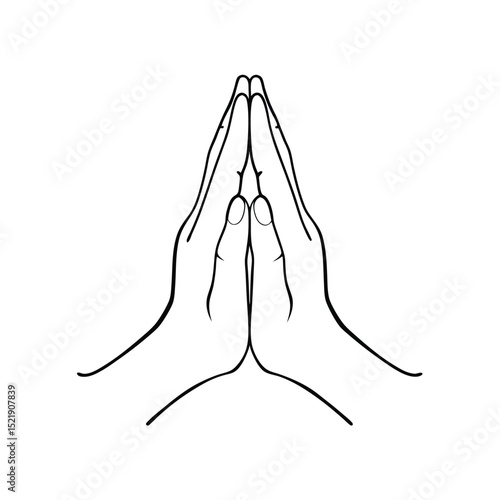 Praying hands one line drawing simple minimalist design