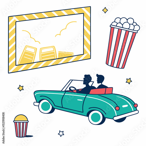Drive-in Movie Night Vintage Car