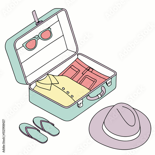 Travel Essentials Packed Suitcase