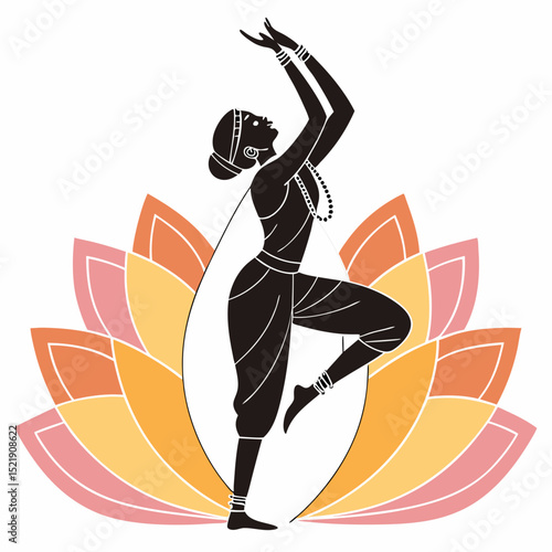 Indian Dancer Lotus Silhouette