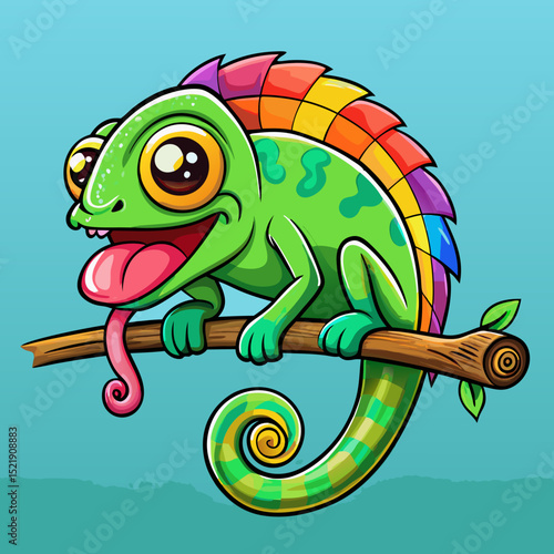 Rainbow Chameleon Cartoon