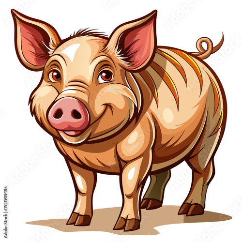 Cute Pig Vector – Farm Animal Illustration for Kids, Crafts, and Country Decor