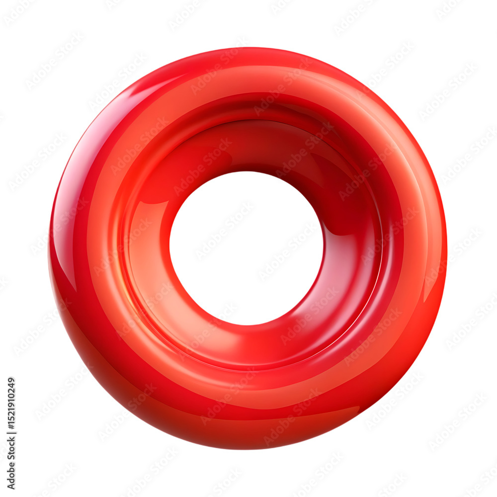 Shiny 3D Red Donut PNG Image with Reflective Surface Shiny 3D Red Donut PNG Image with Reflective Surface