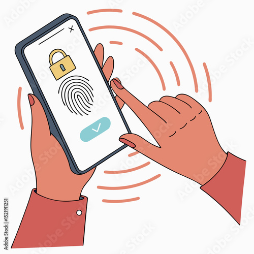 Secure Mobile Access Fingerprint Authentication Design Graphic for App Interface Branding and User Interface Development