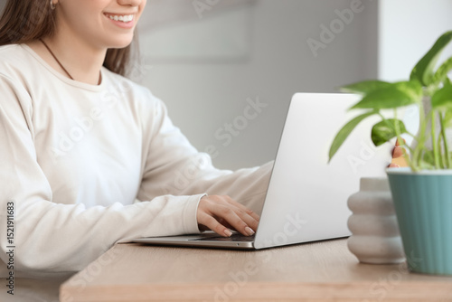 Female programmer working w...