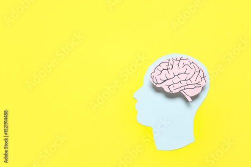 Paper human head with brain...