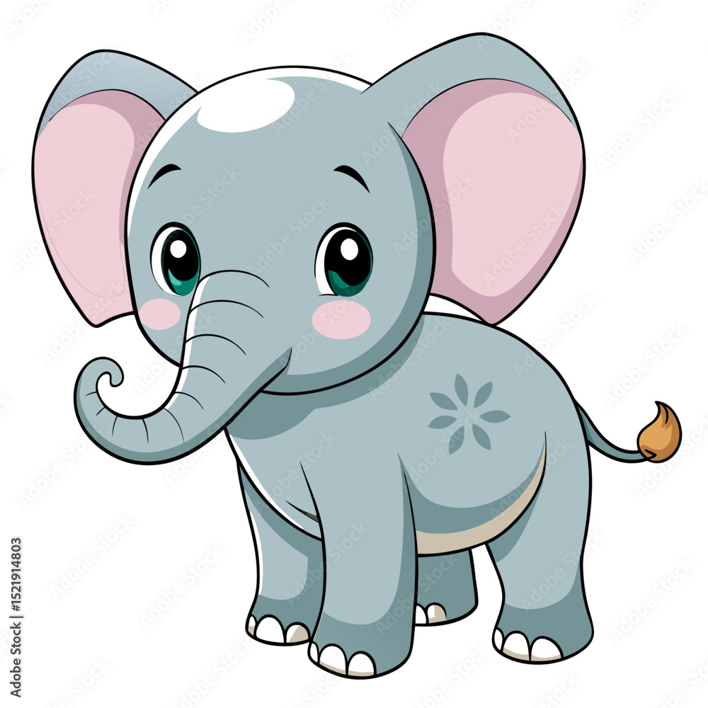 Naklejka premium Cute Baby Elephant Vector – Jungle Animal Illustration for Kids