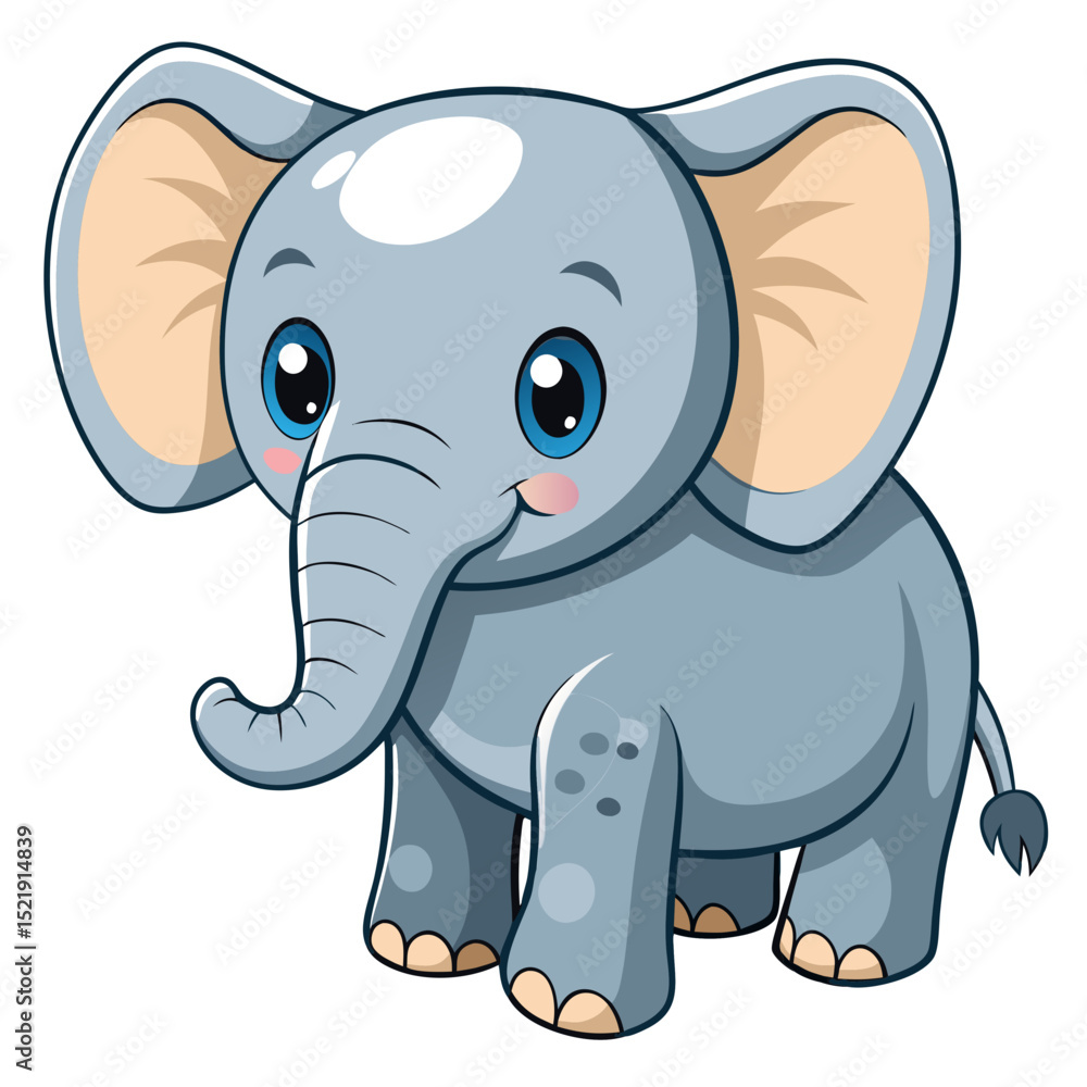 Fototapeta premium Cute Baby Elephant Vector – Jungle Animal Illustration for Kids