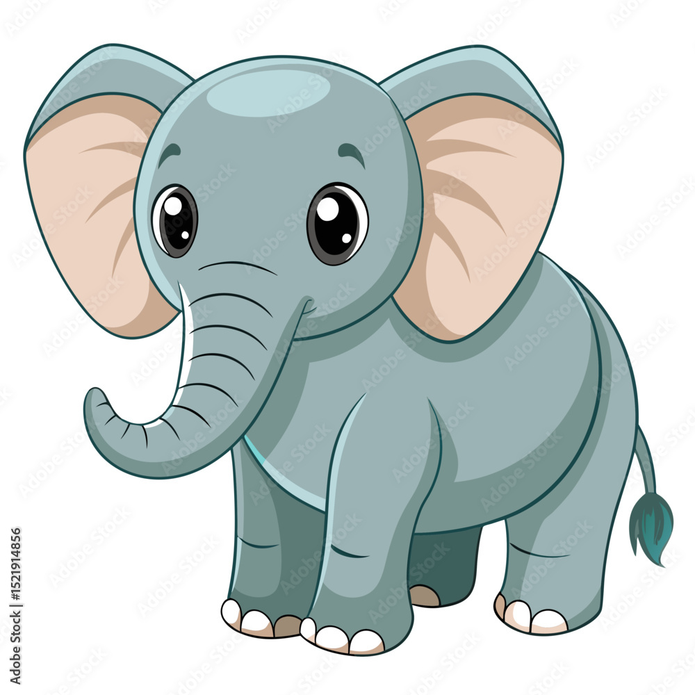 Fototapeta premium Cute Baby Elephant Vector – Jungle Animal Illustration for Kids