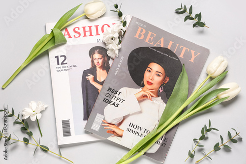 Magazines with flowers and ...