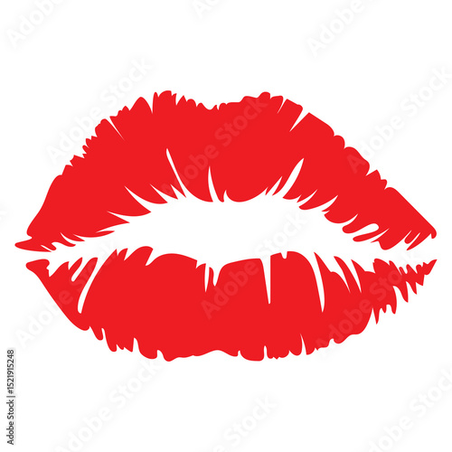 Kiss red print  vector cartoon illustration isolated on white