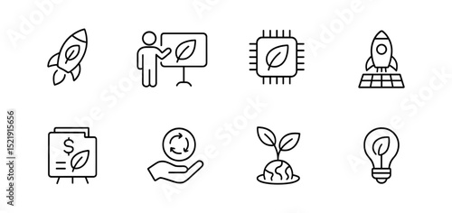 Eco-friendly, sustainability line icon set. green energy, recycling, nature symbols