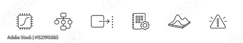 Programming and technology icon set. essential devices and tools outline graphics