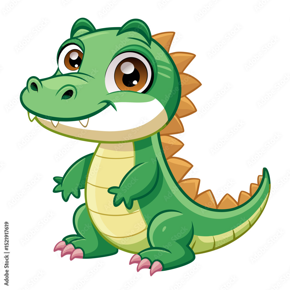 Naklejka premium Cute Baby Crocodile Vector – Jungle Animal Illustration for Kids