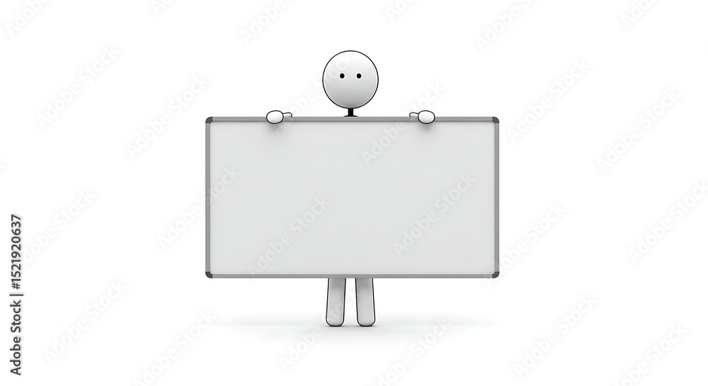 Obraz premium Simple Figure Presents Blank Whiteboard Against White Background