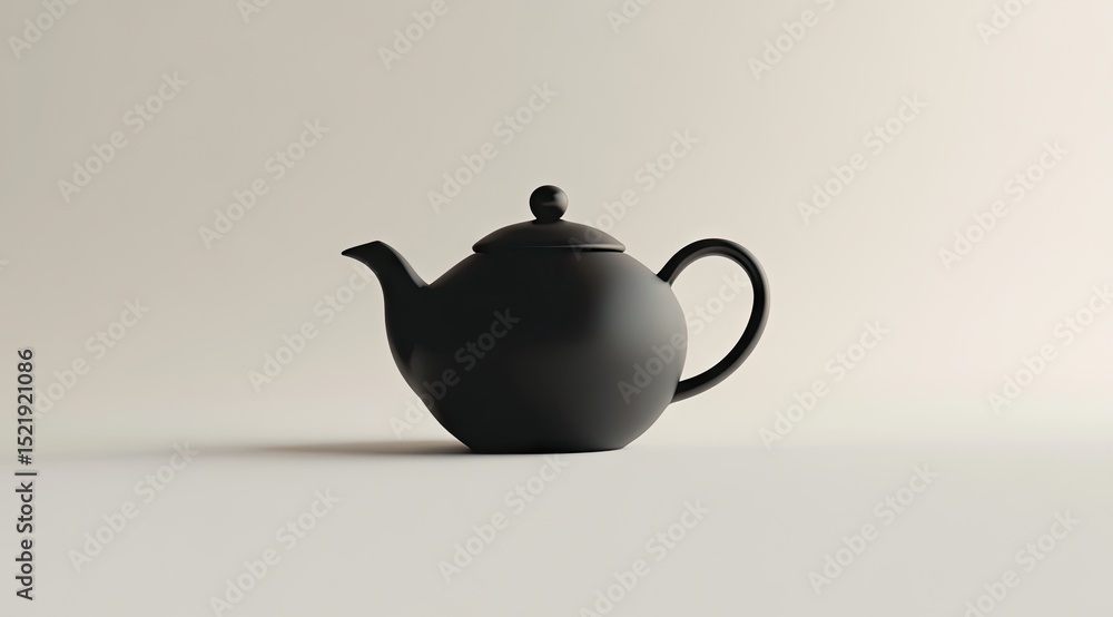Matte black teapot on a plain white surface Matte black teapot on a plain white surface