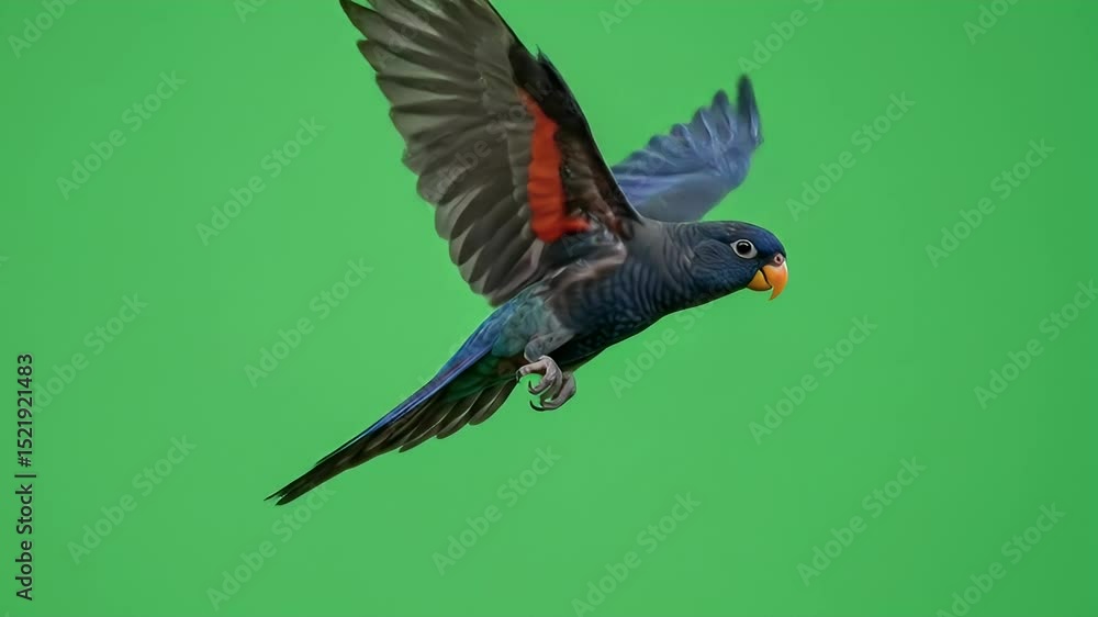 Flying Blue-Fronted Parrot on Green Screen