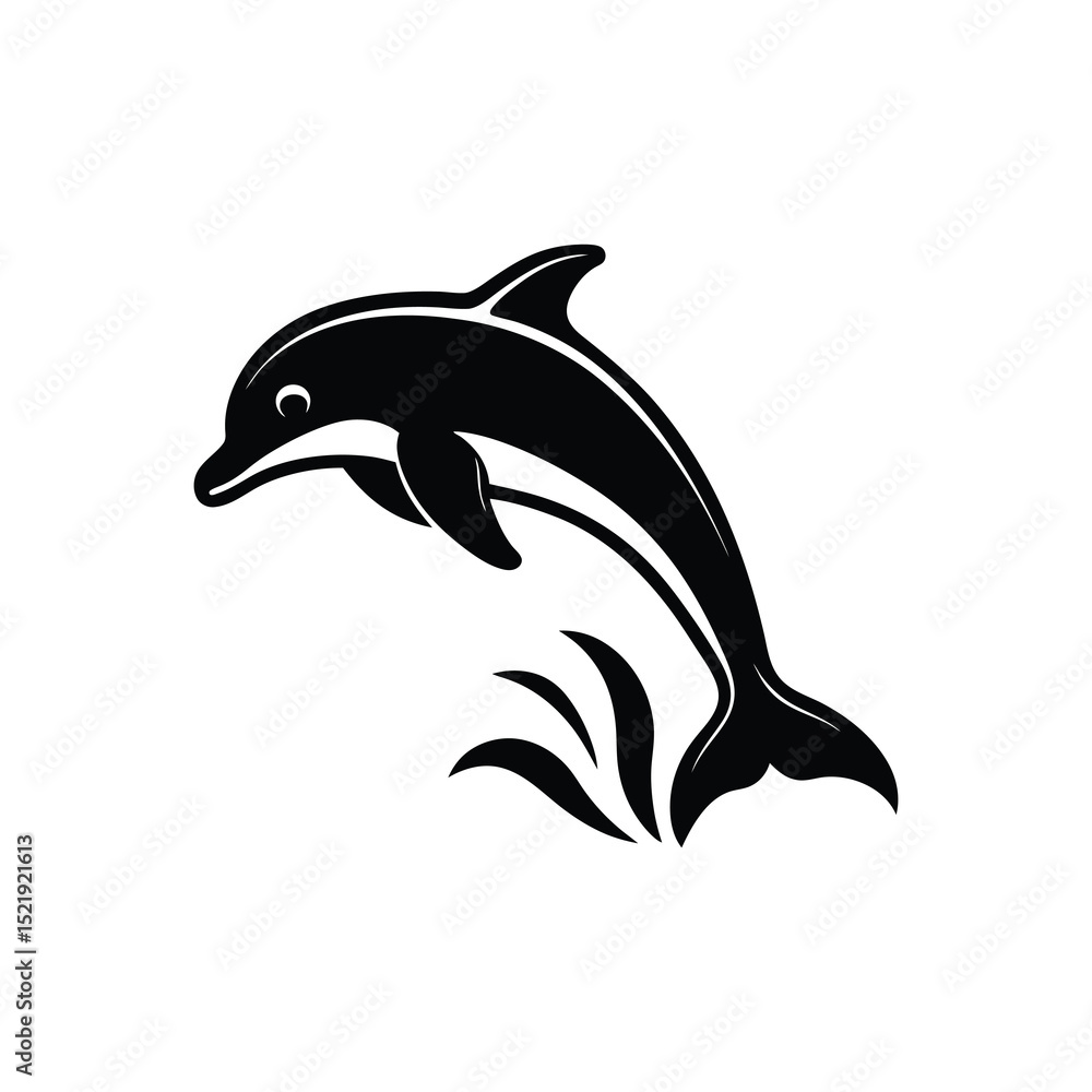Fototapeta premium Dolphin Leap Splash Vector Silhouette