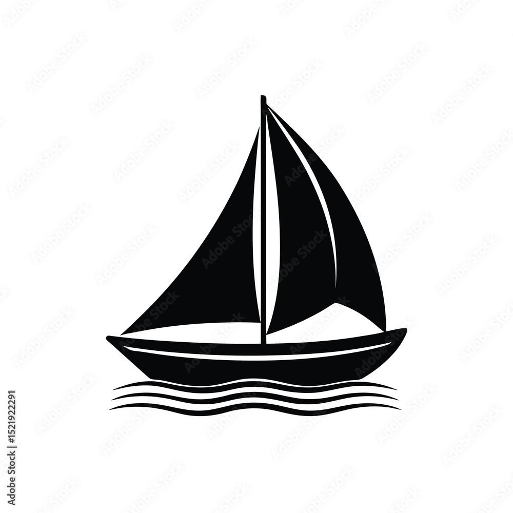 Fototapeta premium Sailboat Sea Vector Art Illustration