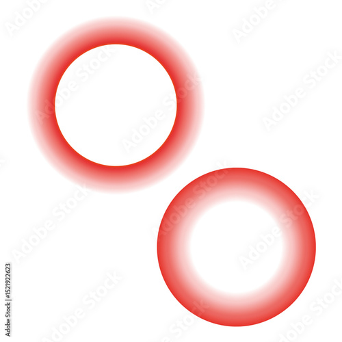 Glowing red circles. Soft shadow rings. Round light effect. Vector abstract symbol.