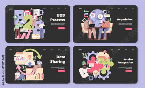 B2B Process and Negotiation Vector Illustration