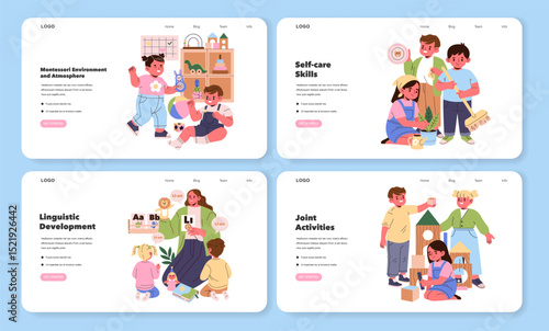 Montessori Activities and Skills in Vector Illustrations