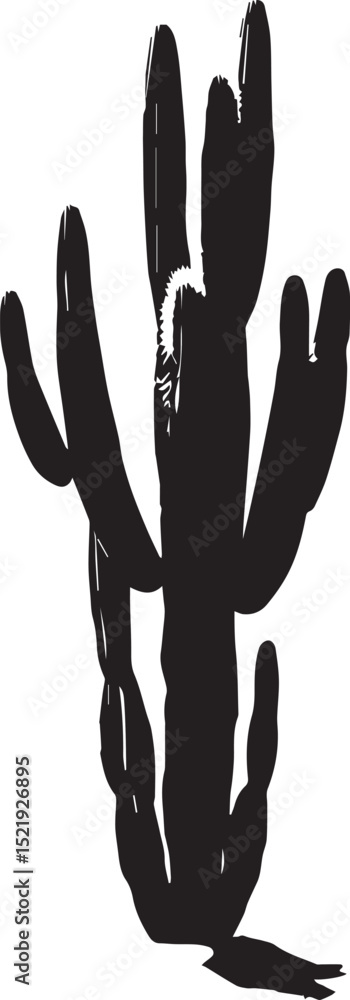 Stylized Saguaro Cactus Silhouette Stylized Saguaro Cactus Silhouette