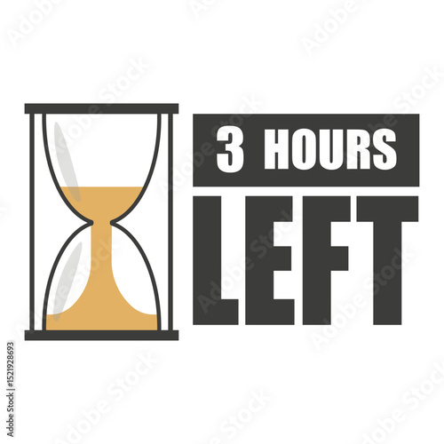 Hourglass icon. Number three highlight. Vector 3 hours left. Countdown time symbol.