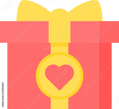 Red gift. Red gift with heart symbol.