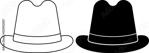 outline silhouette Homburg hat icon set