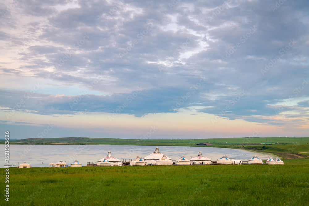 The Mongolian yurts on the Horonor Grassland in Hulunbuir City, Inner Mongolia Autonomous Region, China The Mongolian yurts on the Horonor Grassland in Hulunbuir City, Inner Mongolia Autonomous Region, China